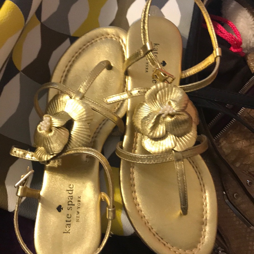 Gold flower leather Kate Spade sandal